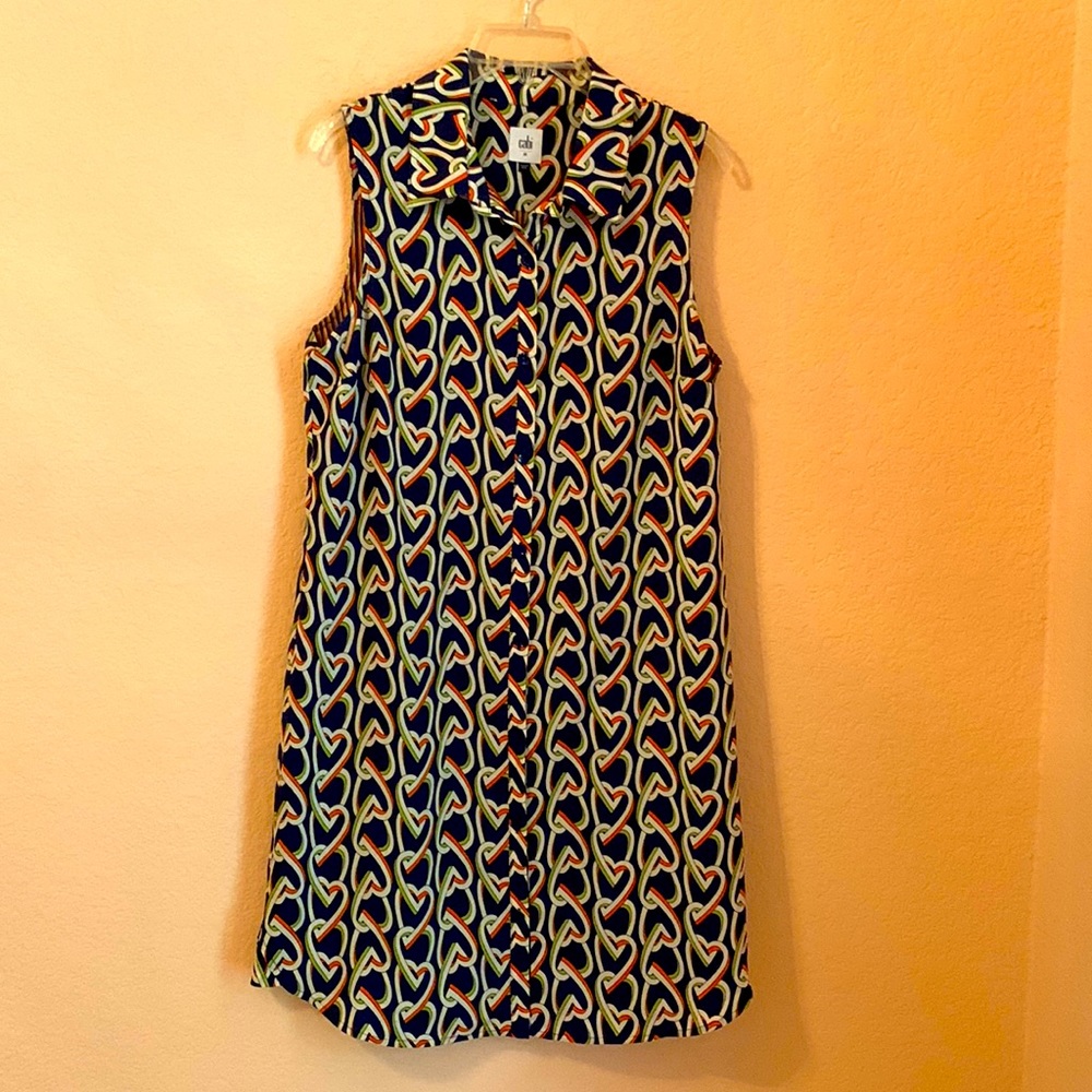CAbi Amour Dress Item 5370 Shirtdress or Topper.  Heart Chain print.